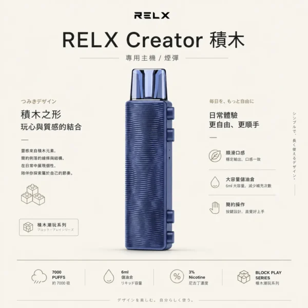 【現貨秒發】RELX 悅刻 Creator積木 7000口 拋棄式電子煙套裝 爆款熱銷 免運首選